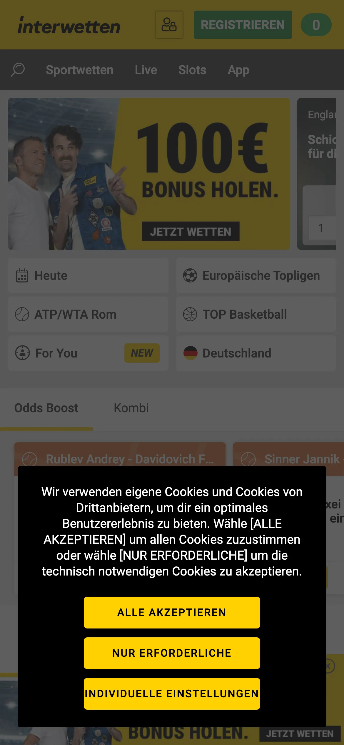 Interwetten — mobile-homepage