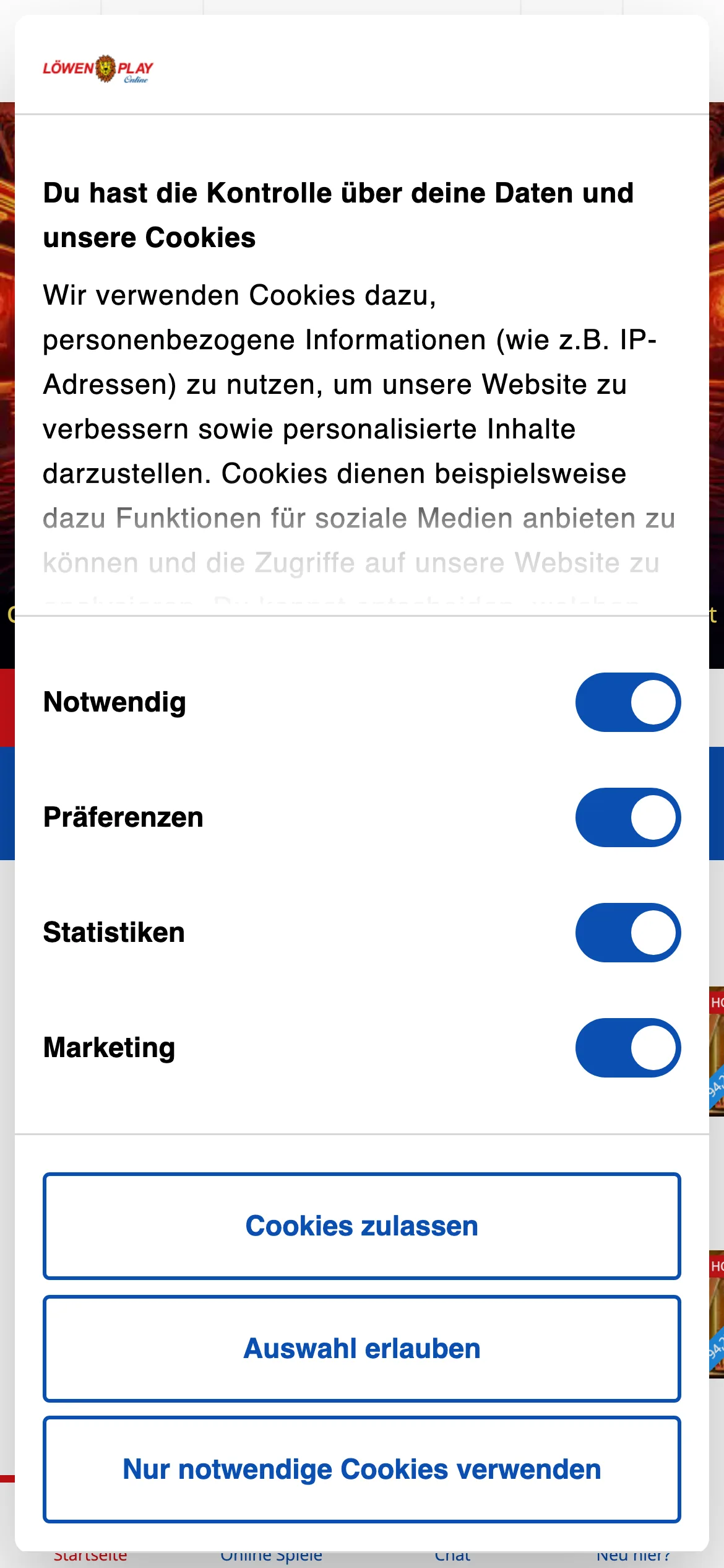 Löwen Play — mobile-homepage