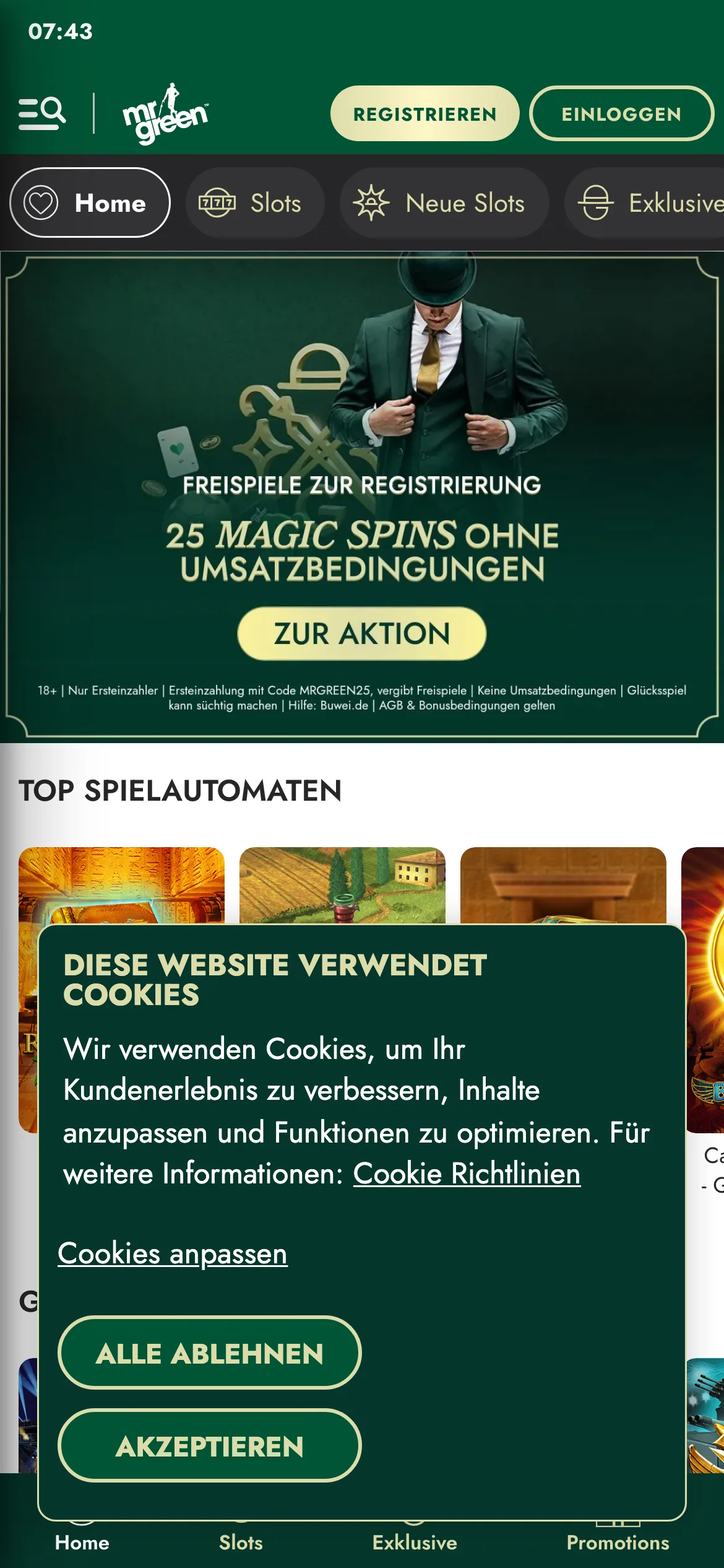 Mr Green — mobile-homepage